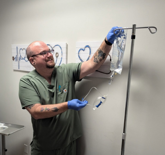 Synergy MediSpa provider preparing IV hydration bag